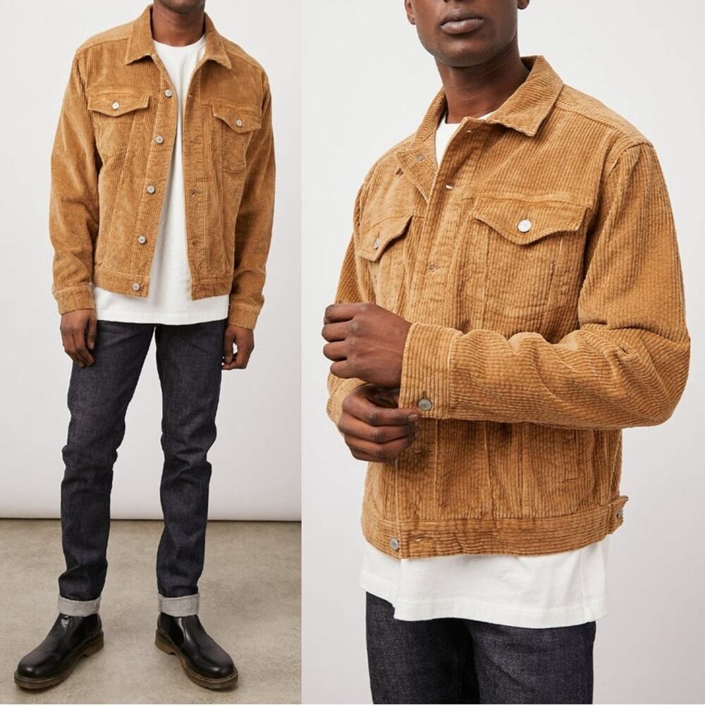 Rails Corduroy Button-Up Dante Trucker Jacket Size Large Neutral Rust